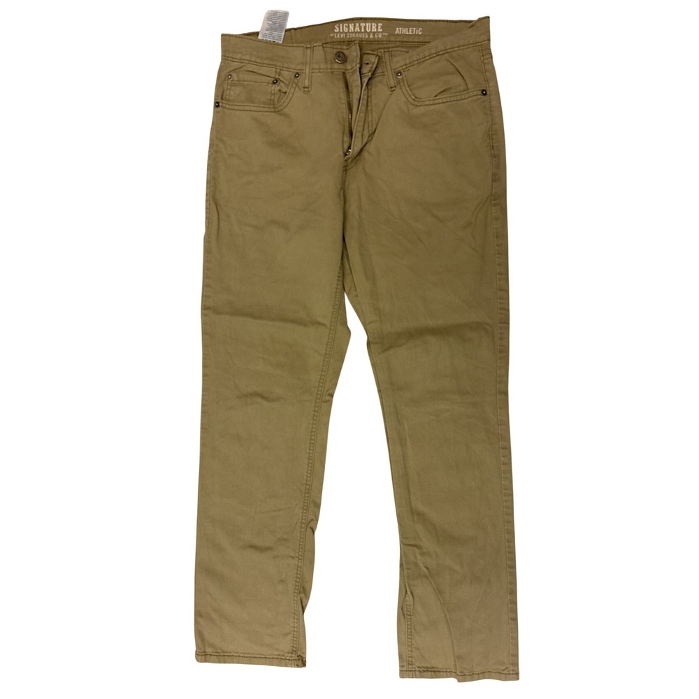 Signature by Levi Strauss & Co Men Athletic Fit Khaki Pants Tan 32x32 94551-0020